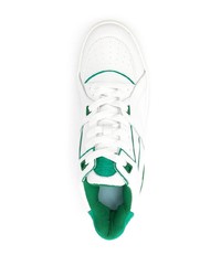 Baskets basses en cuir blanc et vert Just Don