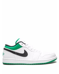 Baskets basses en cuir blanc et vert Jordan