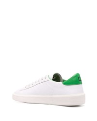 Baskets basses en cuir blanc et vert D.A.T.E