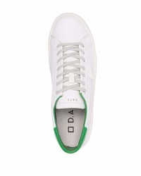 Baskets basses en cuir blanc et vert D.A.T.E