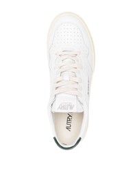 Baskets basses en cuir blanc et vert AUTRY