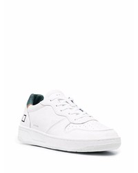 Baskets basses en cuir blanc et vert D.A.T.E