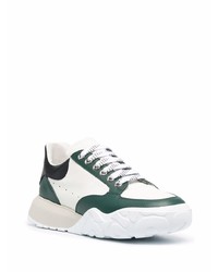 Baskets basses en cuir blanc et vert Alexander McQueen