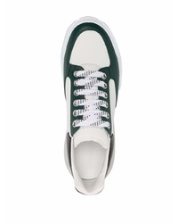 Baskets basses en cuir blanc et vert Alexander McQueen