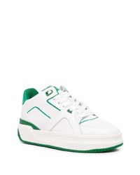 Baskets basses en cuir blanc et vert Just Don