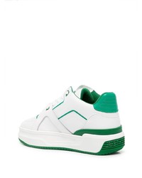 Baskets basses en cuir blanc et vert Just Don