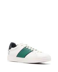 Baskets basses en cuir blanc et vert Emporio Armani