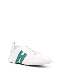 Baskets basses en cuir blanc et vert Hogan