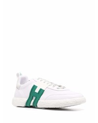 Baskets basses en cuir blanc et vert Hogan