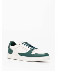 Baskets basses en cuir blanc et vert Emporio Armani