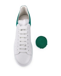 Baskets basses en cuir blanc et vert Alexander McQueen