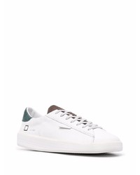 Baskets basses en cuir blanc et vert D.A.T.E