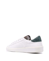 Baskets basses en cuir blanc et vert D.A.T.E