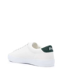 Baskets basses en cuir blanc et vert Polo Ralph Lauren