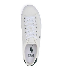 Baskets basses en cuir blanc et vert Polo Ralph Lauren