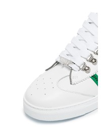 Baskets basses en cuir blanc et vert DSQUARED2