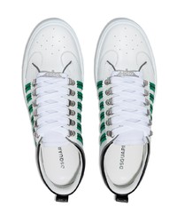 Baskets basses en cuir blanc et vert DSQUARED2