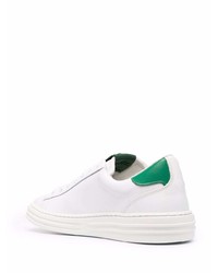 Baskets basses en cuir blanc et vert MSGM