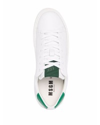 Baskets basses en cuir blanc et vert MSGM