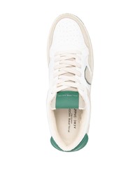 Baskets basses en cuir blanc et vert Philippe Model Paris