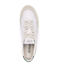 Baskets basses en cuir blanc et vert AUTRY