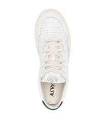 Baskets basses en cuir blanc et vert AUTRY