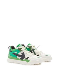 Baskets basses en cuir blanc et vert Off-White