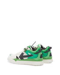 Baskets basses en cuir blanc et vert Off-White