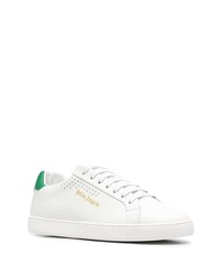 Baskets basses en cuir blanc et vert Palm Angels