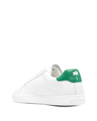 Baskets basses en cuir blanc et vert Palm Angels