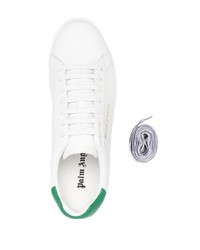 Baskets basses en cuir blanc et vert Palm Angels