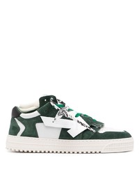 Baskets basses en cuir blanc et vert Off-White