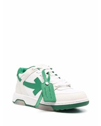 Baskets basses en cuir blanc et vert Off-White