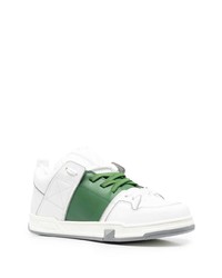 Baskets basses en cuir blanc et vert Valentino Garavani