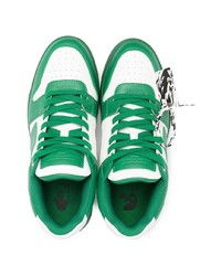 Baskets basses en cuir blanc et vert Off-White