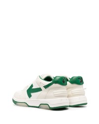 Baskets basses en cuir blanc et vert Off-White