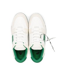 Baskets basses en cuir blanc et vert Off-White