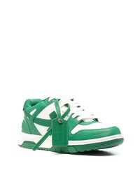 Baskets basses en cuir blanc et vert Off-White