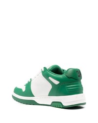 Baskets basses en cuir blanc et vert Off-White