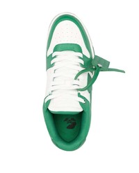 Baskets basses en cuir blanc et vert Off-White