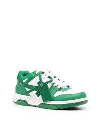 Baskets basses en cuir blanc et vert Off-White