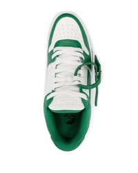 Baskets basses en cuir blanc et vert Off-White