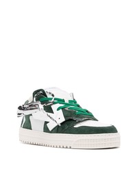 Baskets basses en cuir blanc et vert Off-White