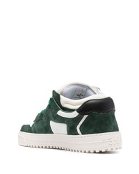 Baskets basses en cuir blanc et vert Off-White