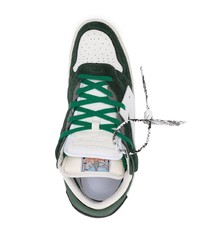 Baskets basses en cuir blanc et vert Off-White