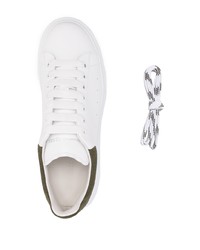 Baskets basses en cuir blanc et vert Alexander McQueen