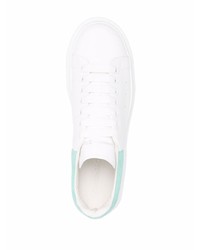 Baskets basses en cuir blanc et vert Alexander McQueen