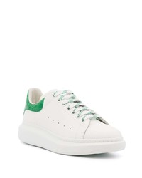 Baskets basses en cuir blanc et vert Alexander McQueen