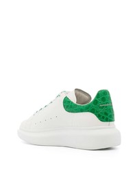 Baskets basses en cuir blanc et vert Alexander McQueen