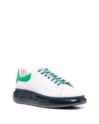 Baskets basses en cuir blanc et vert Alexander McQueen